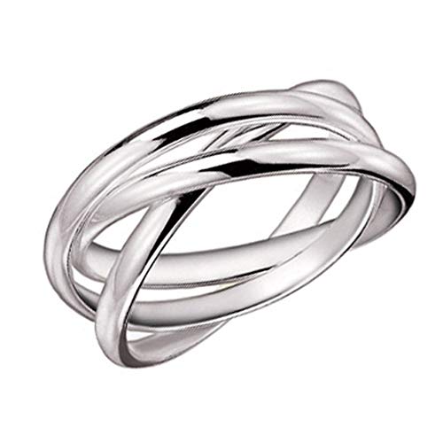 Mimi 925 Sterling Silver 3 Triple Band Interlocked Rolling Russian Wedding Ring