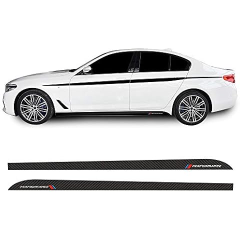 2pieces Glossy 5d Carbon Fibre Vinyl Performance Side Skirt Racing Stripes Decal Stickers for BMW f10 f11 f01 f02 f03 f04 g30 Accessories - 230CM Cover