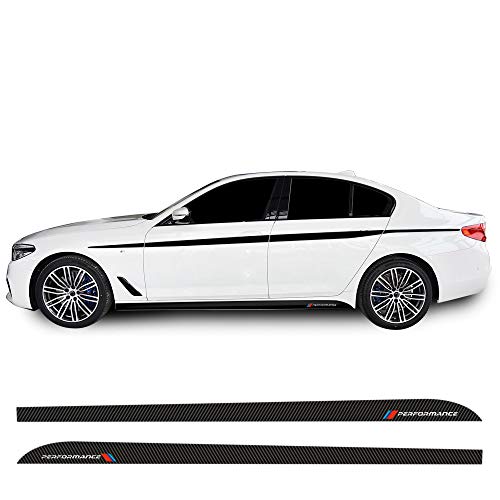 2pieces Glossy 5d Carbon Fibre Vinyl Performance Side Skirt Racing Stripes Decal Stickers for BMW f10 f11 f01 f02 f03 f04 g30 Accessories - 230CM