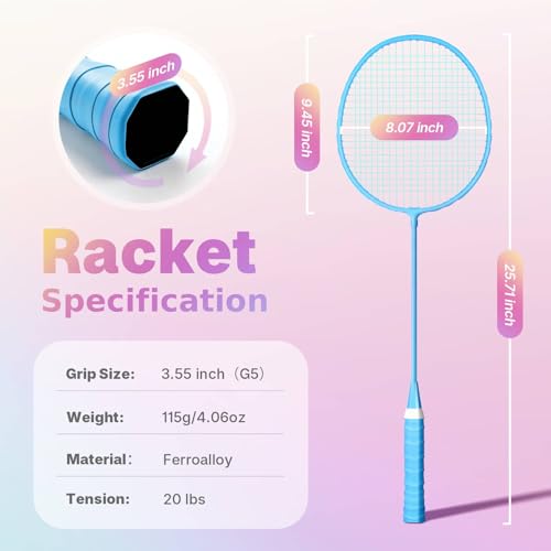 Image of AboveGenius Badminton Rackets Set, Lightweight Badminton Set Includ 4 /6 PCS Rackets, 6 Birdies, Outdoor Backyard Games, Racquets for Adults, Teens, Family Beginner