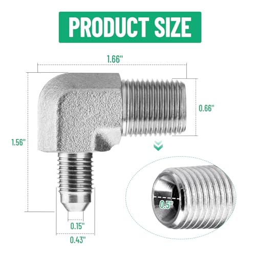 Image of 5 Pack 90 Degree Elbow Hydraulic Adapter Fittings: 1 /4 inch JIC Male x 3 /8 inch NPT Male, with Protection Cover Hydraulic Hose Crimp Connectors