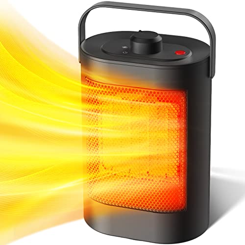 Keramik Heizlüfter Energiesparend leise, AMLGG 1500W Elektroheizung mit Umkipp- und Überhitzungsschutz, 3 Heizstufen für Wohnzimmer, Büro und Schlafzimmer-Schwarz Cover