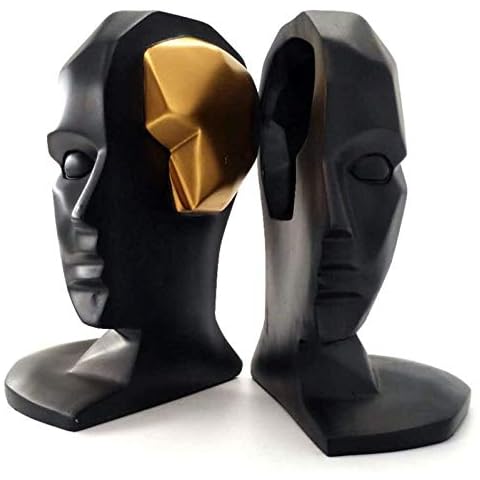 SMRTHMRT Creative & Abstract Sculptures Wisdom Man`s Brain/Face/Head Geometric Resin Figurines Home & Office Shelf Decorations (Black) Cover