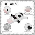 Jouet en peluche pondéré pour les animaux farcis par la vache 24" 4.2lb Poupées mignons en peluche pour les garçons et les filles (blanc) & Noir)
