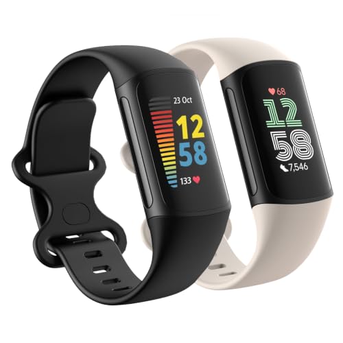 2 Pack Waterproof Bands Compatible with Fitbit Charge 6 / Charge 5 Bands