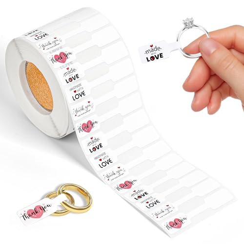 Lesnala 2000Pcs Jewelry Price Tags Stickers Roll Self Adhesive Identification Sale Labels for Small Business Store Ring Necklace Bracelets Earring Display White 4Styles