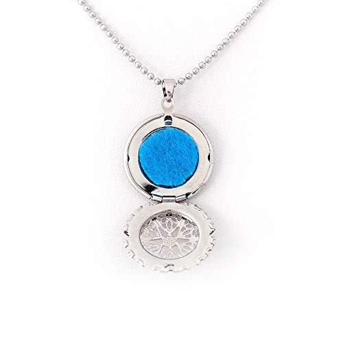 Colar com pingente difusor relicário Vazado Prateado Pequeno