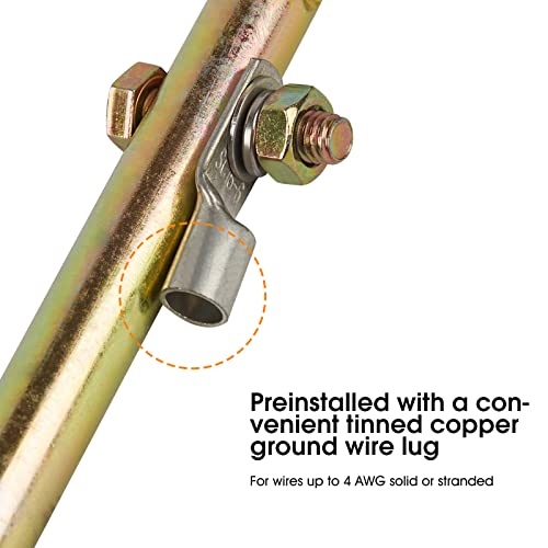 Mokikuba- Portable Ground Rod - Grounding Pin With Ground Wire Lug | Great For Electric Fences,Antennas,Satellite Dishes,Ground Post Pin,Tie Out Stake (Portable) #TOP2