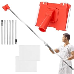 Paint Edger Tool with 2 Replacement Pads & Extension Pole, 2m Painter's Edge Cutting in Tool for Walls, Ceilings, Corners and Trim