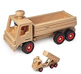 Toller sehr hochwertiger LKW Muldenkipper aus Holz von fagus. Die Mulde ist in 3 Stufen kippbar und hat 3 Achsen mit Gummireifen.