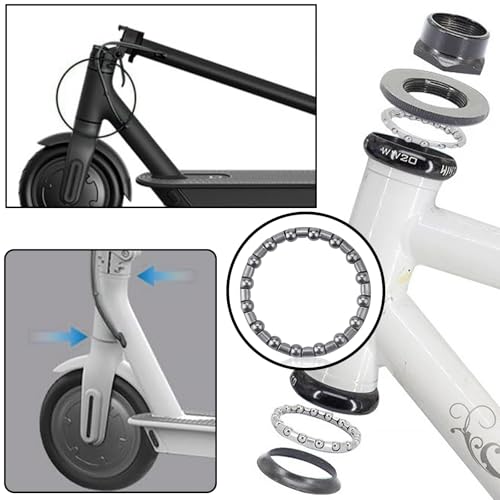 NIYATA 12 Stück Fahrrad Kugellager, Steuersatz Kugelring, Fahrrad Kugellager, Kugellager Fahrrad, Tretlager Schwenkkugel, Vorderrad Käfigkugellager, Bearings Kugellager (Silber)