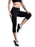 Neleus Tummy Control High Waist Workout Yoga Capri Leggings Yoga Pants,9027,One Piece,Black,2XL,EU...
