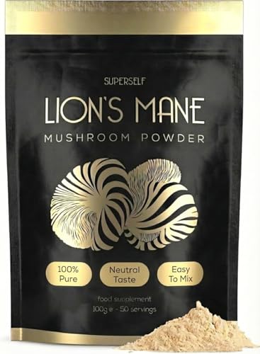 Lions Mane Mushroom Powder - High Strength Brain Supplement for Focus & Clarity - Easy to Mix - 100% Pure Lions Mane Powder 100g for Coffee & Tea - Full Spectrum High Absorption Beta Glucan Nootropic