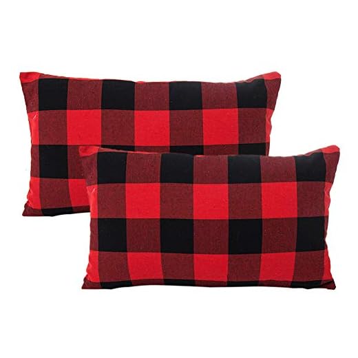Xueliee Uppsättning av 2 bondgård buffel rutig pläd prydnadskudde fodral bomull linne för höst heminredning svart och vit, 45 x 45 cm