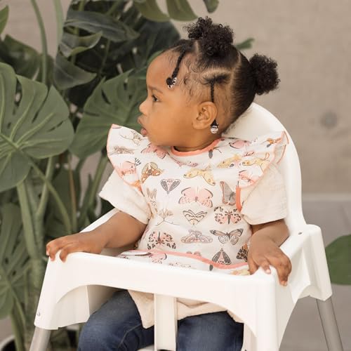 Image of Tiny Twinkle Mess Proof Baby Bib for Girls | Waterproof Toddler Bib for Eating | Baby Apron for Feeding | Machine Washable | Perfect Shower Gift (Flutter, 6-24M)