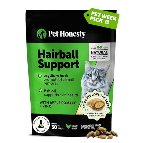 Cat Hairball Support Crunchy & Creamy Chews, Hairball Remedy Treats, Cat Furball Treatment, Supports Skin & Coat, Vitamins for Digestion, Chicken (30-Day Supply)