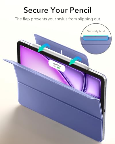 Image of ESR Case for iPad Air 13 Inch M4 /M3 /M2, iPad Pro 12.9 Case, Lavender | Powerful Magnetic Attachment, Slim Trifold Stand Case, Supports Pencil Pro /USB-C, Rebound Series