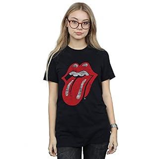 Absolute Cult Rolling Stones Femme Classic Tongue Petit Ami Fit T-Shirt - Les Beatles, Paul McCartney, John Lennon, RIngo Starr, George Harrison