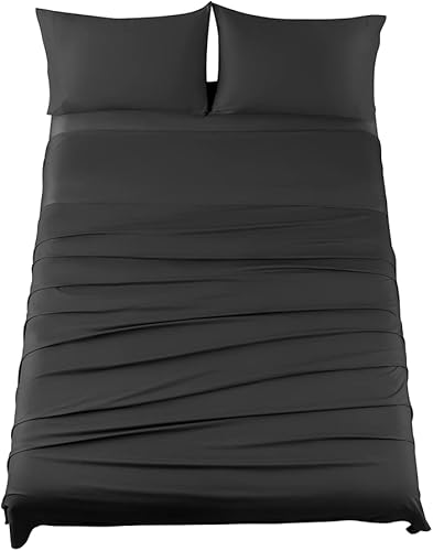 SAKIAO Sábanas de algodón de 1200 hilos, sábanas de 100% algodón egipcio para cama tamaño Queen, sábanas de tejido satinado de 16 pulgadas de