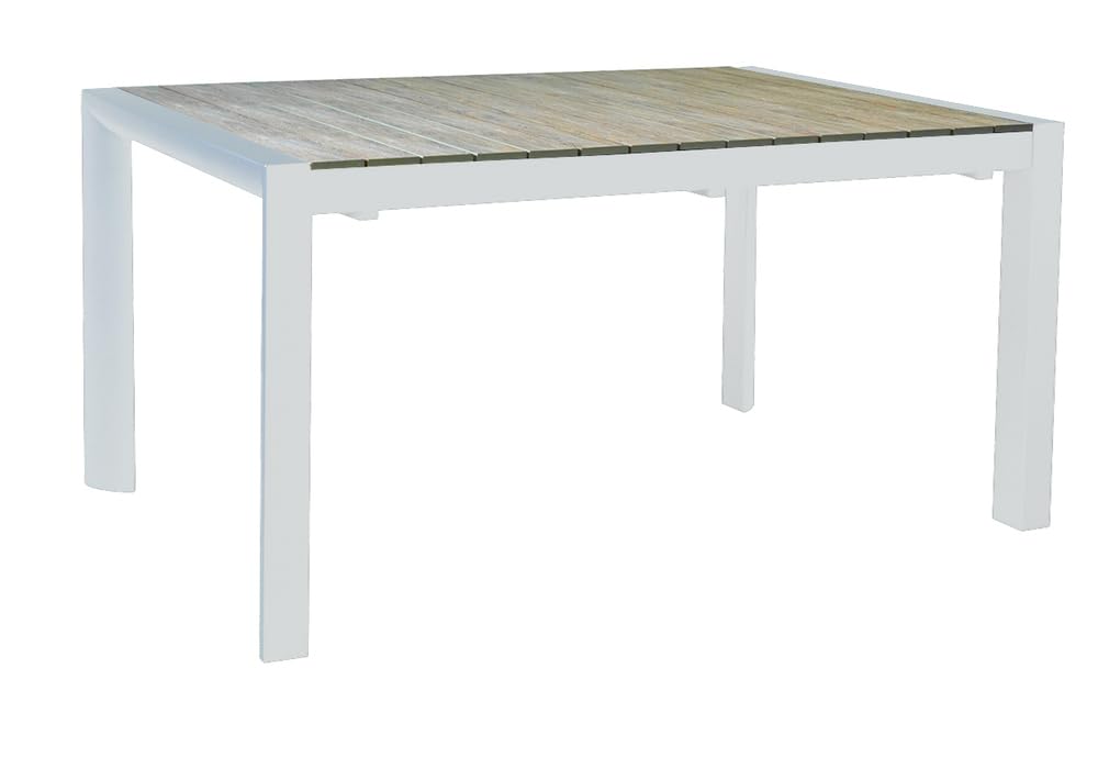 VERDELOOK | Tavolo Allungabile Creta Bianco 163,5/223 H75 cm, Tavolo da Giardino con Struttura in Alluminio Verniciato e Piano in Polywood Effetto Legno, Tavolo da Esterno con Prolunga