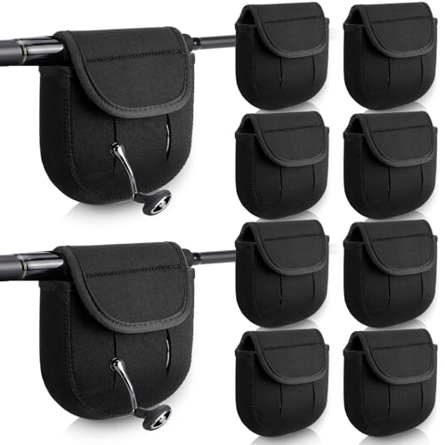 Teyva Daily Fishing Spinning Reel Covers Case for 2000-6000 Series Baitcasting Trolling Fishing Reels Protective Bag Case Pouch Sleeve Gloves(2000-3000 Spinning Reel Black 6 Pcs)