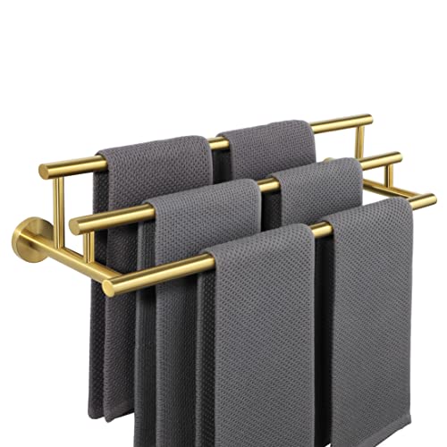 Alise Bath 3 Towel Bars Towel Holder Towel Hanging Rod/Rail Storage Wall Mount 24-Inch Towel Rack For Bathroom,Gyt6903-G Sus304 Stainless Steel Brushed Gold #TOP7