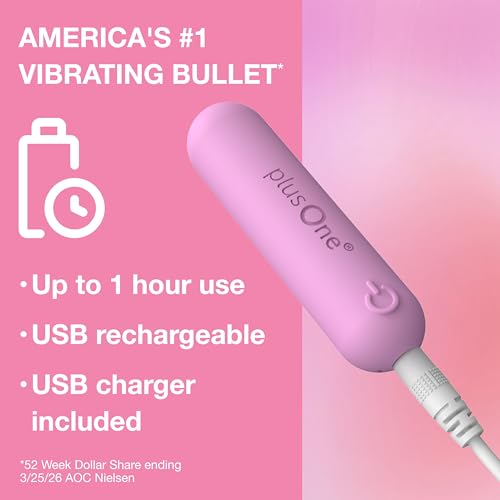 Image of plusOne Bullet Vibrator for Women, Mini Vibrator Made of Body-Safe Silicone, Fully Waterproof, USB Rechargeable, Sex Toy Personal Massager with 10 Vibration Settings, Light Pink