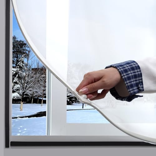 Kit d'isolation magnétique pour fenêtre - Film givré avec cadre blanc - Max 99 x 119 cm - Convient à toutes les tailles plus petites