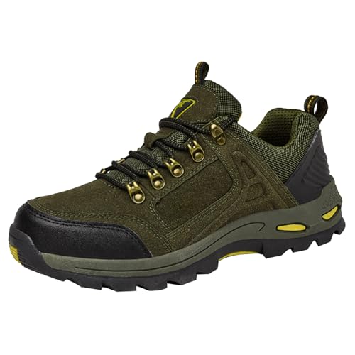 Generisch Zapatos de senderismo para hombre, ligeros, anchos, zapatos de trekking para hombre, impermeables, antideslizantes, para caminar, suaves, con cordones, mocasines, verde, 41 EU