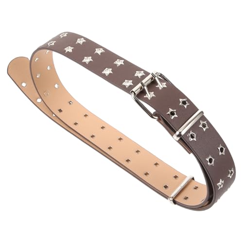 Punk Waist Belt for Men Double Row Star Eyelets Fashionable Casual Jean Accessory Metal Buckle for Parties and Costumes