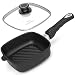 Produktbild AMT quadratische Grill Pfanne Induktion - Set mit Deckel 20x20 cm - Abnehmbarer Griff - Eckpfanne mit Beschichtung mit flachen Rand
