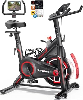 2026 Toputure Exercise Bike with APP, 0-100% Magnetic Resistance Spin Bike with LCD Display, 15KG Heavy Flywheel, Tablet Holder, Ultra Quiet Exercise Bikes for Home Gym Use, 160KG Weight Capacity