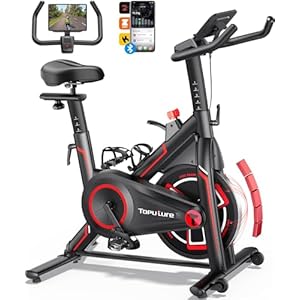 2025 Toputure Exercise Bike with APP, 0-100% Magnetic Resistance Spin Bike with LCD Display, 15kg Heavy Flywheel, Ultra Quiet Indoor Stationary Bike for Home Gym Use, 350lbs Weight Capacity