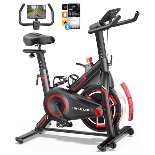 Toputure Bicicleta Estatica Magnética con APP, Bicicleta de Spinning Ultral Silenciosa con Volante 15KG, Asientos Cómodos y LCD Pantallas, Soporte para Tableta, Ejercicio en Casa, MAX150KG