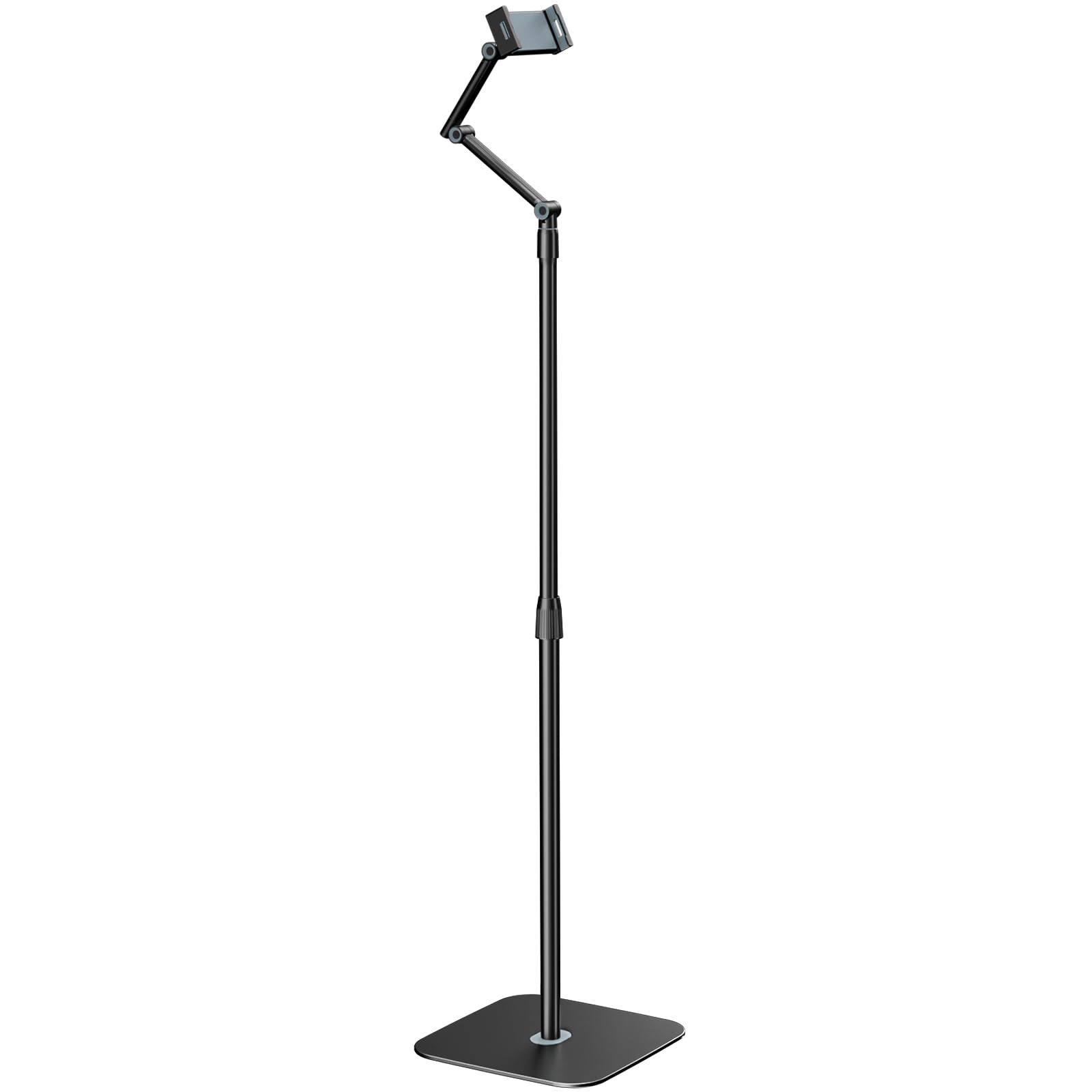 Soporte de suelo para tablet – Soporte universal para tablet con base resistente para teléfono móvil de 4,7 – 12,9 pulgadas, altura ajustable y giratorio 360 grados