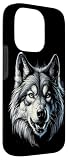 Hülle für iPhone 14 Pro Majestätischer grauer Wolf (Canis Lupus) Portrait-Grafik