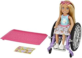 Barbie Chelsea Doll & Wheelchair, with Chelsea Doll (Blonde), in Skirt & Sunglasses, with Ramp & Sticker Sheet, Toy for 3 Year Olds & Up