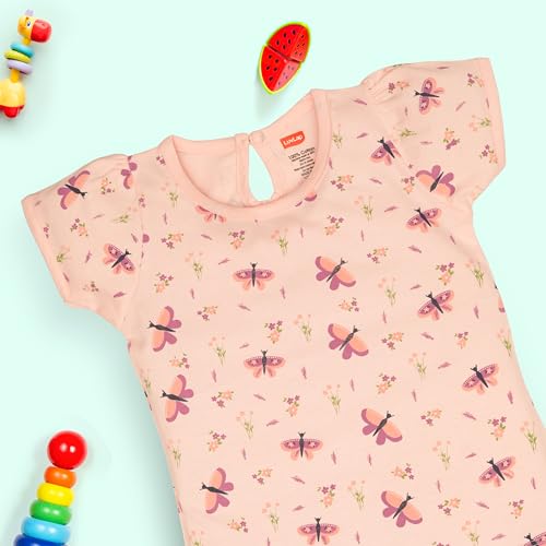Image of LuvLap Baby Girls Regular Fit 100% Cotton Half Sleeves Girls Top Pack of 5
