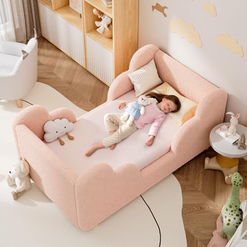 Meulbaty Kinderbett 70x140, Wolkenweicher Kinderbettrahmen, Kinderbetten mit extrabreitem Schutz für Mädchen und Jungen (ohne Matratze), Rosa Meulbaty Kinderbett 70x140, Wolkenweicher Kinderbettrahmen, Kinderbetten mit extrabreitem Schutz für Mädchen und Jungen (ohne Matratze), Rosa