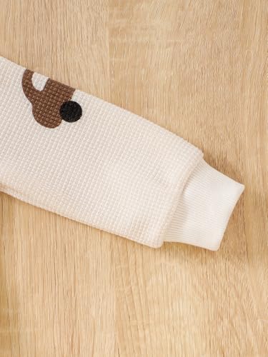 Baby Boy's Knitted Waffle Set Almond Car Print Top with Brown Ribbed Pants 2 Piece Autumn Toddler Set4