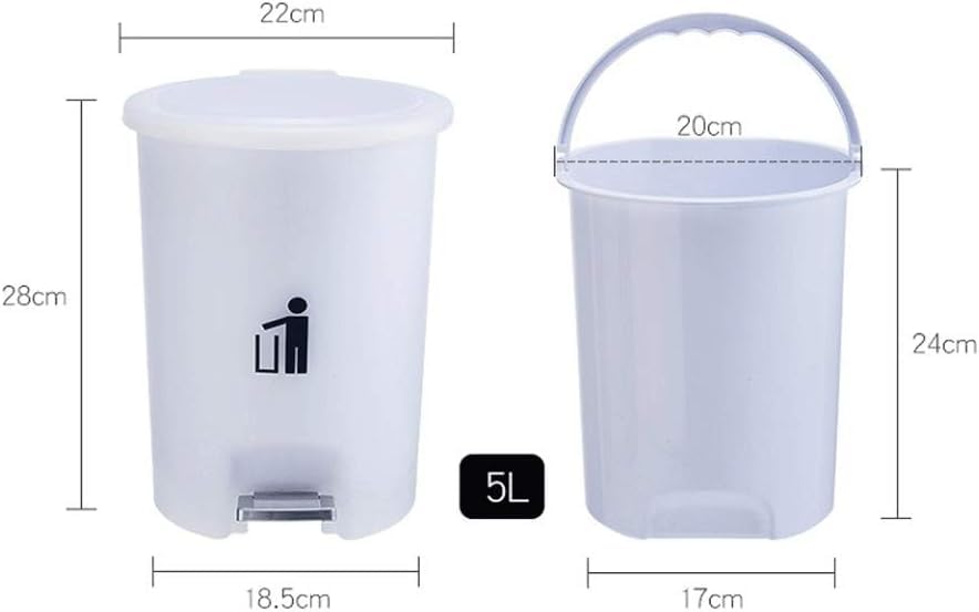 AMPLIN 7L Round Pedal Dustbin with Soft-Close Lid And Foot Pedal | Trash Can/Dustbin For Home, Kitchen, Bathroom, Office And Washroom With Lid And bucket | Pack of 1 4