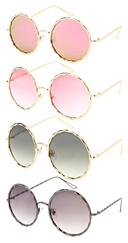 Edge I-Wear Braided Metal Round Flat Lens Sunglasses 3139-FLREV3