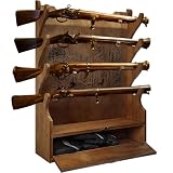 Yuntau Four Gun Wooden Gun Display Rack with Cabinet Storage Compartment and Soft Pad for Rifle...