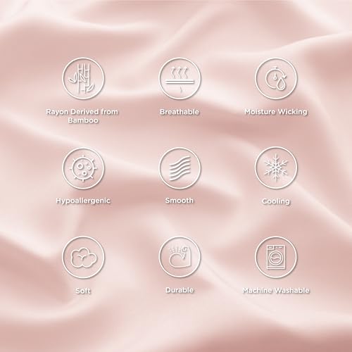Bedsure King Size Pillow Cases Set of 2, Cooling Pillow Cases King, Rayon Derived from Bamboo Pink Pillowcases, Breathable & Silky Soft Cool Bedding Pillow Covers with Envelope Closure, 20x36 Inches
