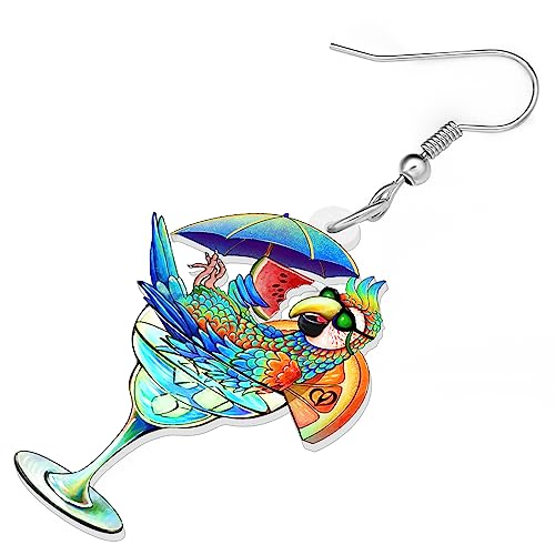 DUOWEI Cute Acrylic Parrot Earrings Macaws Dangle Jewelry for Women Summer Spring Accessories Hawaiian Gifts4