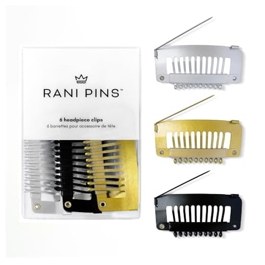 Rani Pins® Premium 6 Large Heavy Duty Chunni Clips, Dupatta Clips with Safety Pin - Black, Gold, and Silver - Securely Attach Dupatta, Chunni, Hijab, Veils, Wigs & More to Hair Quickly & Easily