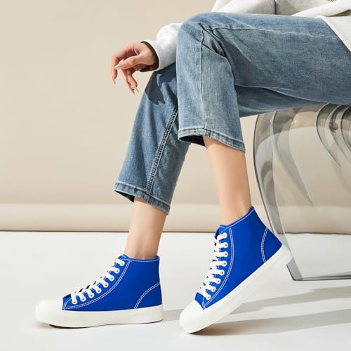 Image of Uoidru High Top Sneakers for Women Canvas Shoes White Canvas High Tops Women Casual Shoes Lace Up Fashion Sneakers