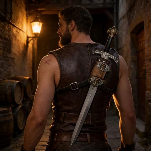Vaina de cuero medieval para evitar caídas de espadas en cosplay LARP 2