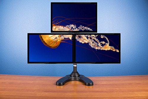 Monmount Triple Monitor Stand Freestanding Triangle Orientation Holds Up To 27-Inch Screens, Black (Lcd-3501T-B) #TOP3