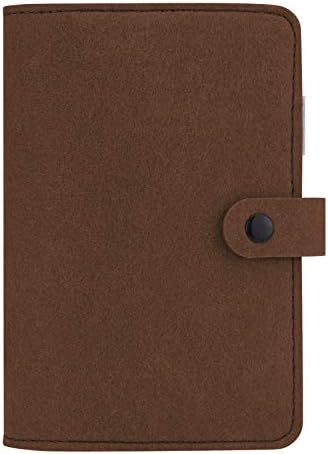 A6 6 Ring Binder Notebook Felt Binder Personal Organizer with Snap Button, Without Filler Pages,Dark Gray